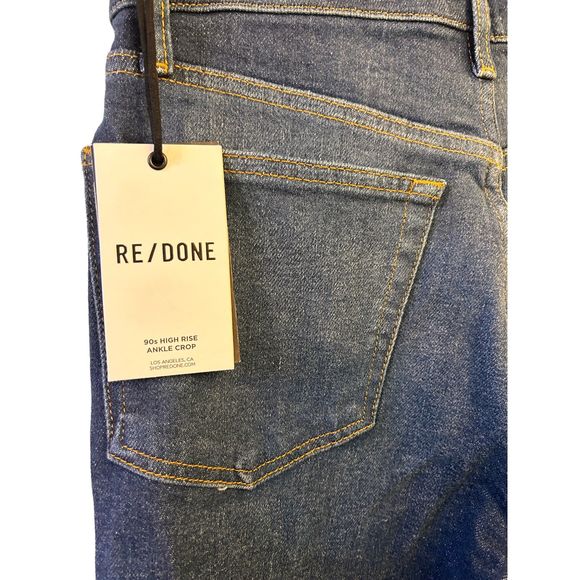Re/Done 90s High Rise Ankle Crop Deep Sapphire Size 28 Brand NWT ( Retail $285) - Picture 5 of 7